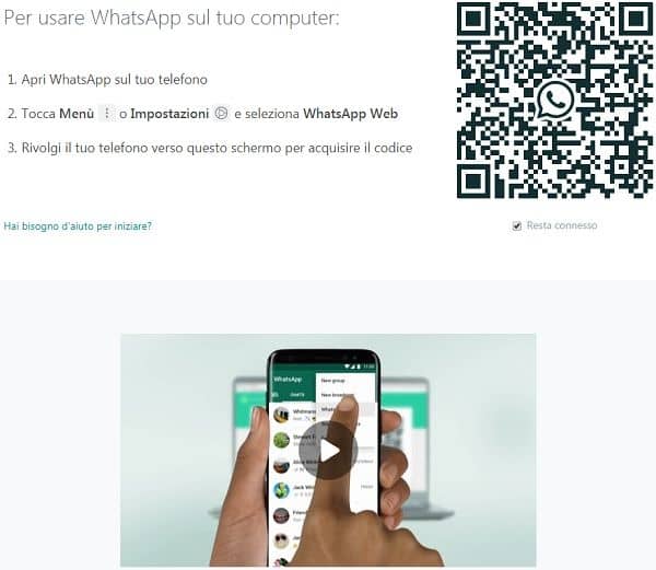 Accedere a WhatsApp to Web